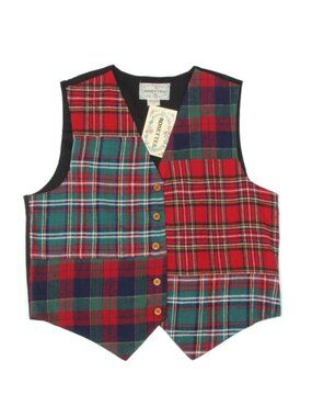 NWT Rosettes Patchwork  Plaid Vest Women’s sz M Button Front Cotton USA /488